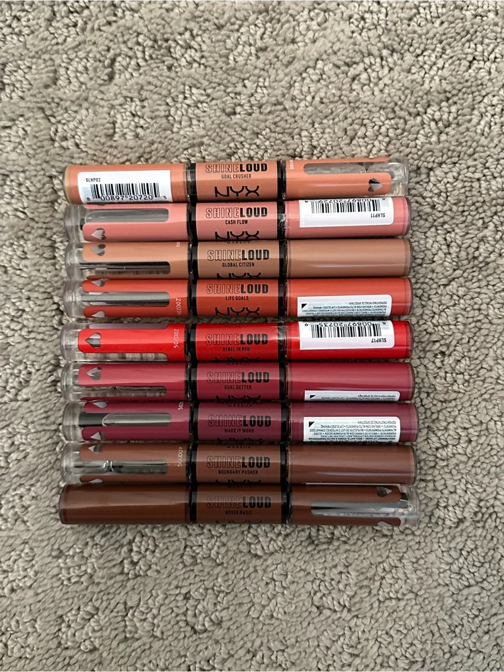 BRAND NEW NYX Shine Loud High Shine Lip Color 9-Piece Lot
